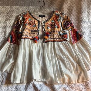 Feathers by Tolani Colorful Embroidered Blouse